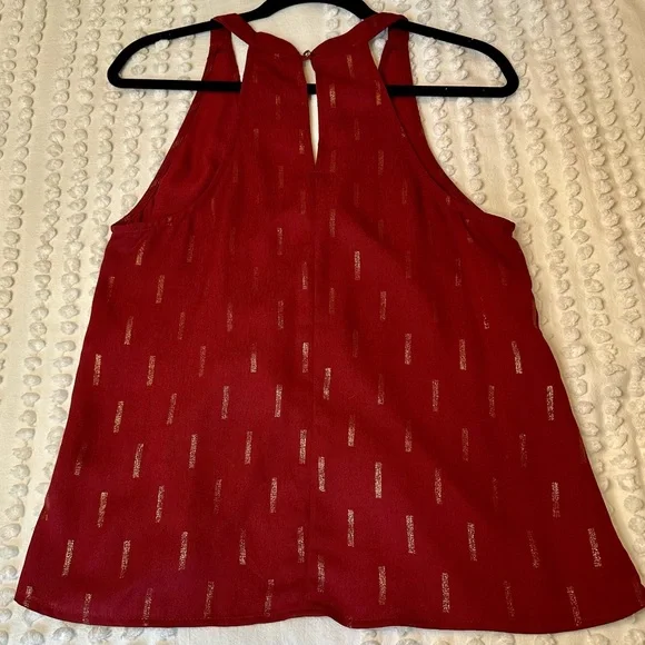 Everly Red & Gold V-neck Tank Top, Size: M - Picture 2 of 6